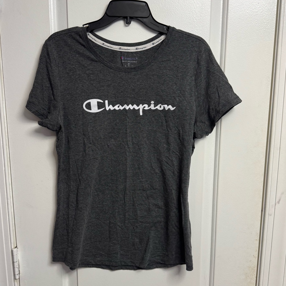 Champion Gray Fitted Crew Neck Short Sleeve Tee